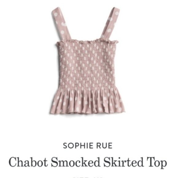 NWT Sohpie Rue Stitch Fix Chabot Smoked Skirted Peplum Polka Dot Top Sz. L - Picture 1 of 2